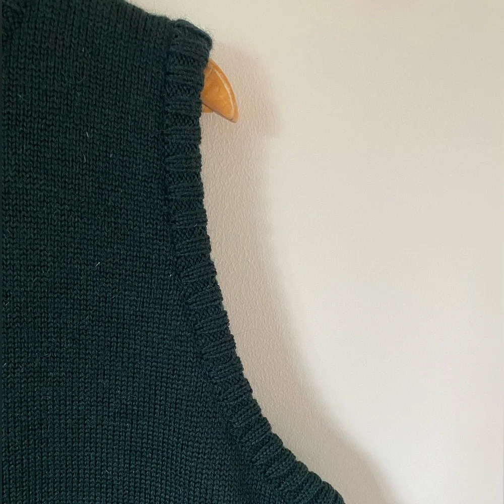 Woolovers | Long Forest Green Wool Waistcoat Sweater Vest | XL - Picture 5 of 10